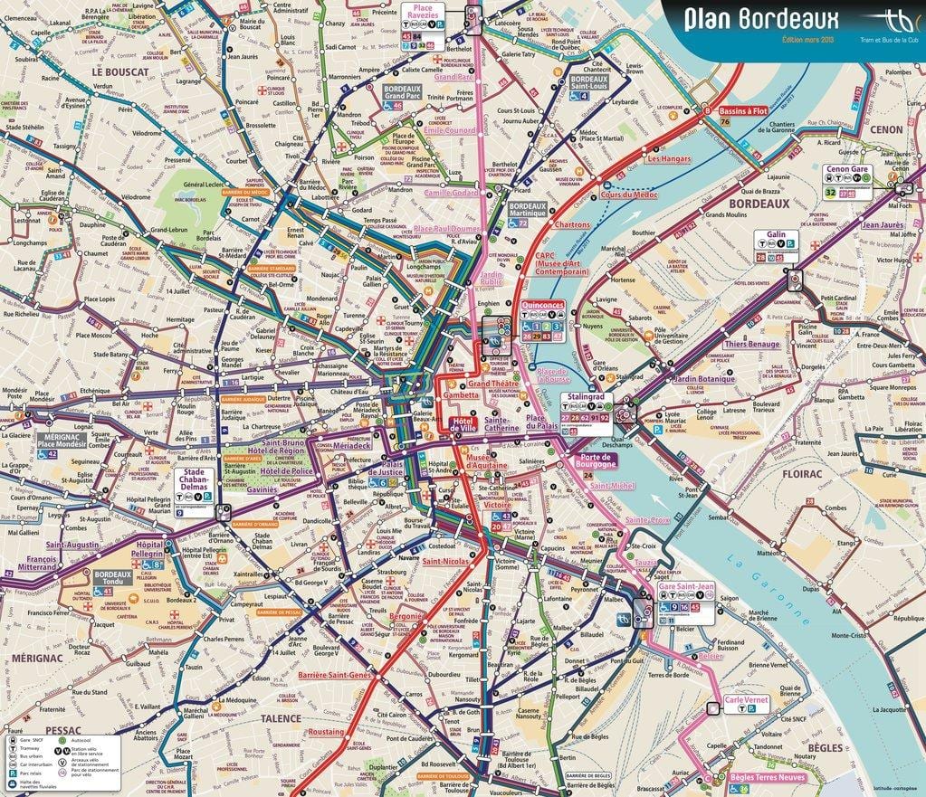 Autobus Bordeaux trasę na mapie