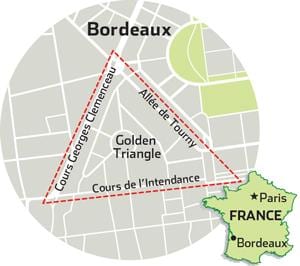 mapa złoty trójkąt Bordeaux 