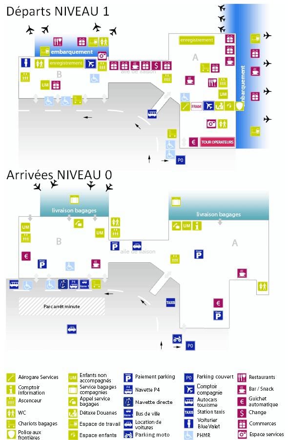 Terminal lotniska w Bordeaux mapie