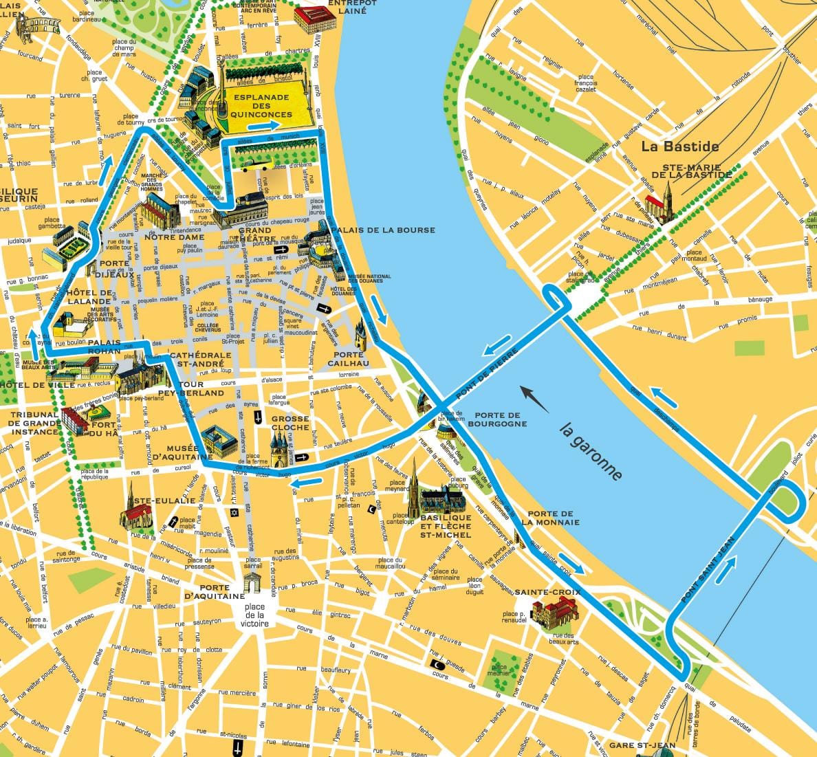 mapa miasta Bordeaux, Francja