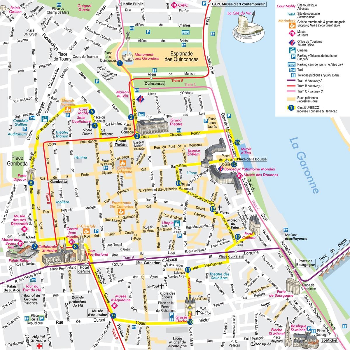 mapa miejsca Bordeaux