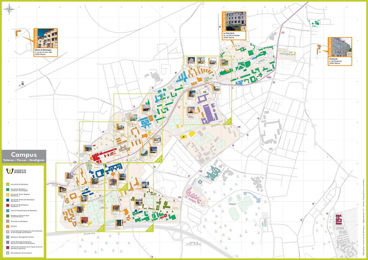 mapa Bordeaux szkoły
