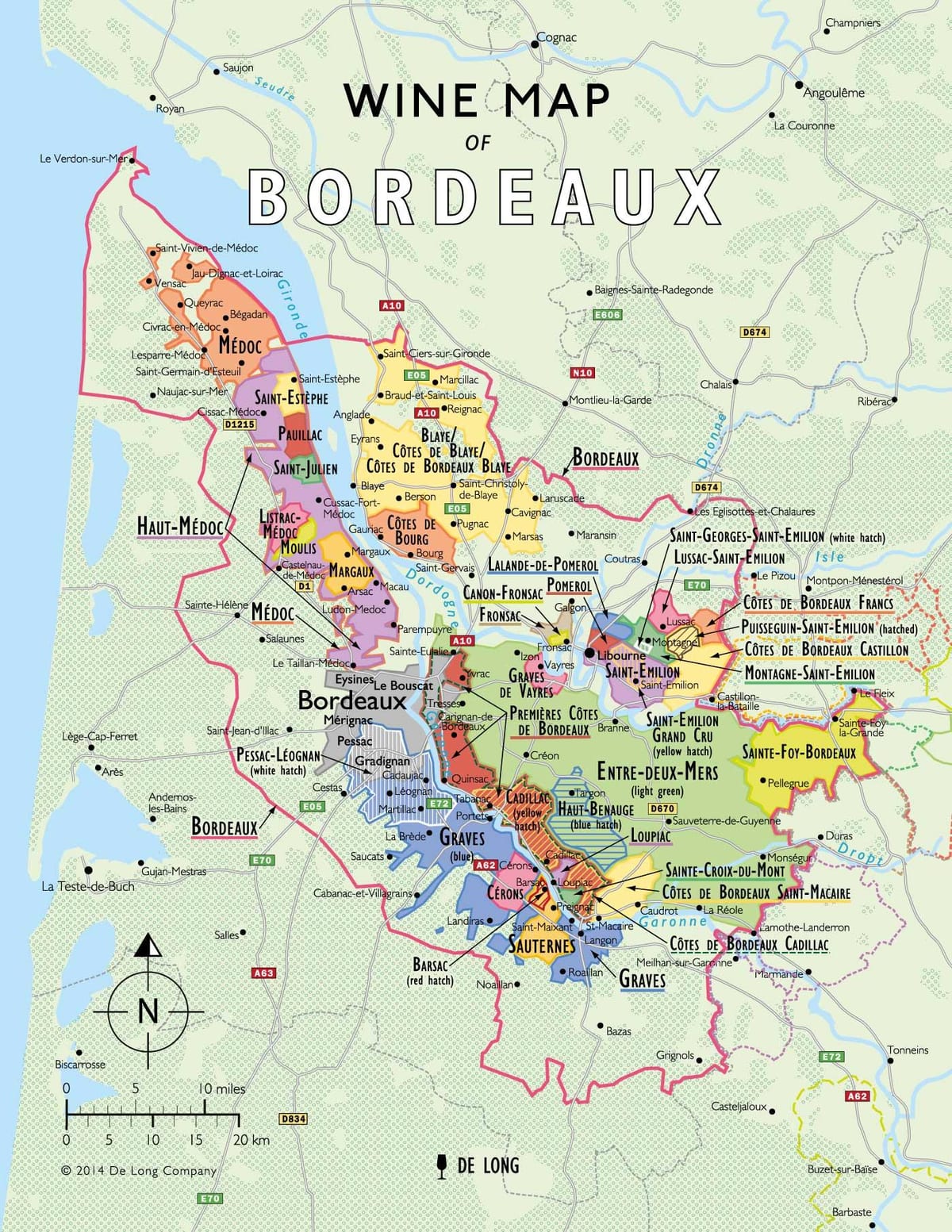 mapa wina Bordeaux trasę 