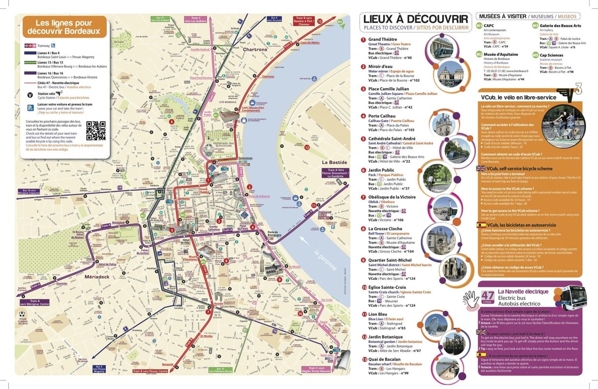 Bordeaux turystyczną mapę w formacie PDF