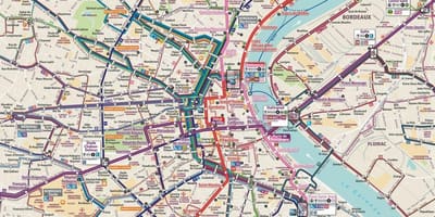 Autobus Bordeaux trasę na mapie