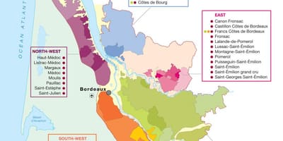 Mapa Bordeaux kraj wino