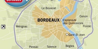 Mapa przedmieściach Bordeaux