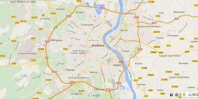 Mapa okolic Bordeaux, Francja